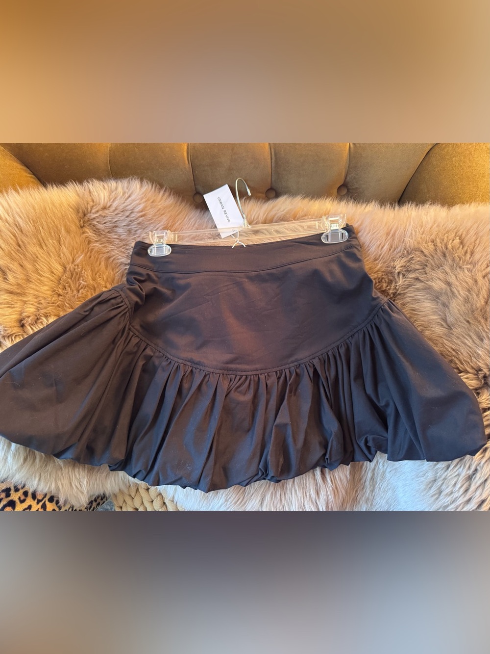 Urban Revivo L(8) Drop Waist, Bubble Hem Skirt, Black NWT